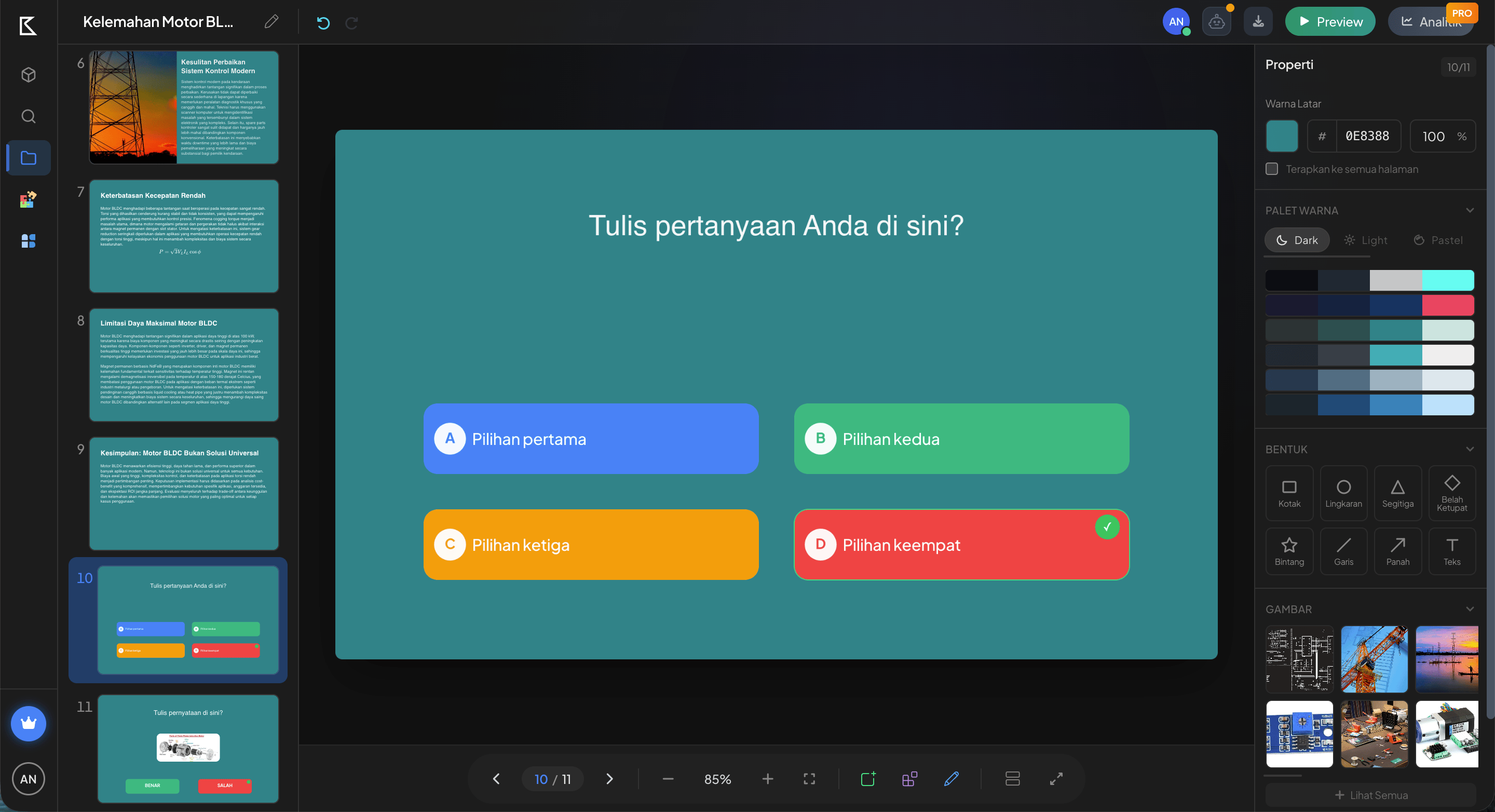 Koniami Quizzes — platform kuis digital dengan feedback per soal dan analitik untuk pendidikan teknik
